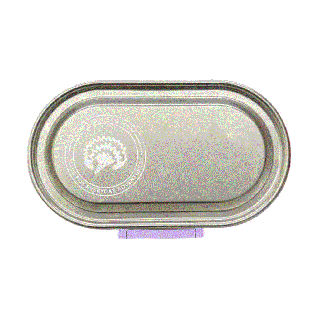 Oli Eve Bento 4 stainless steel lunchbox and Bento Go snack box in Jacaranda Mist bundle