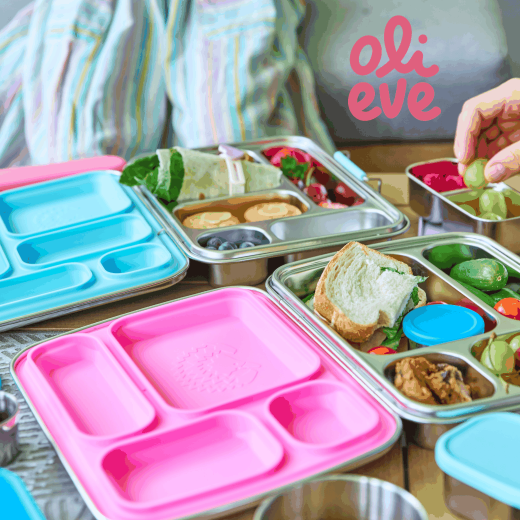 Colorful healthy bento lunchbox with balanced fruits, vegetables, wholegrains, and lean proteins for kids' school meals