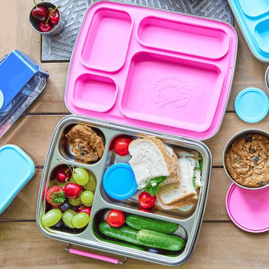 Stack of stainless steel lunch boxes showcasing durability and design