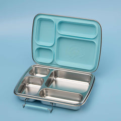 Open Sea Spray Bento 4 showing the stainless steel compartments and silicone seal in the lid
