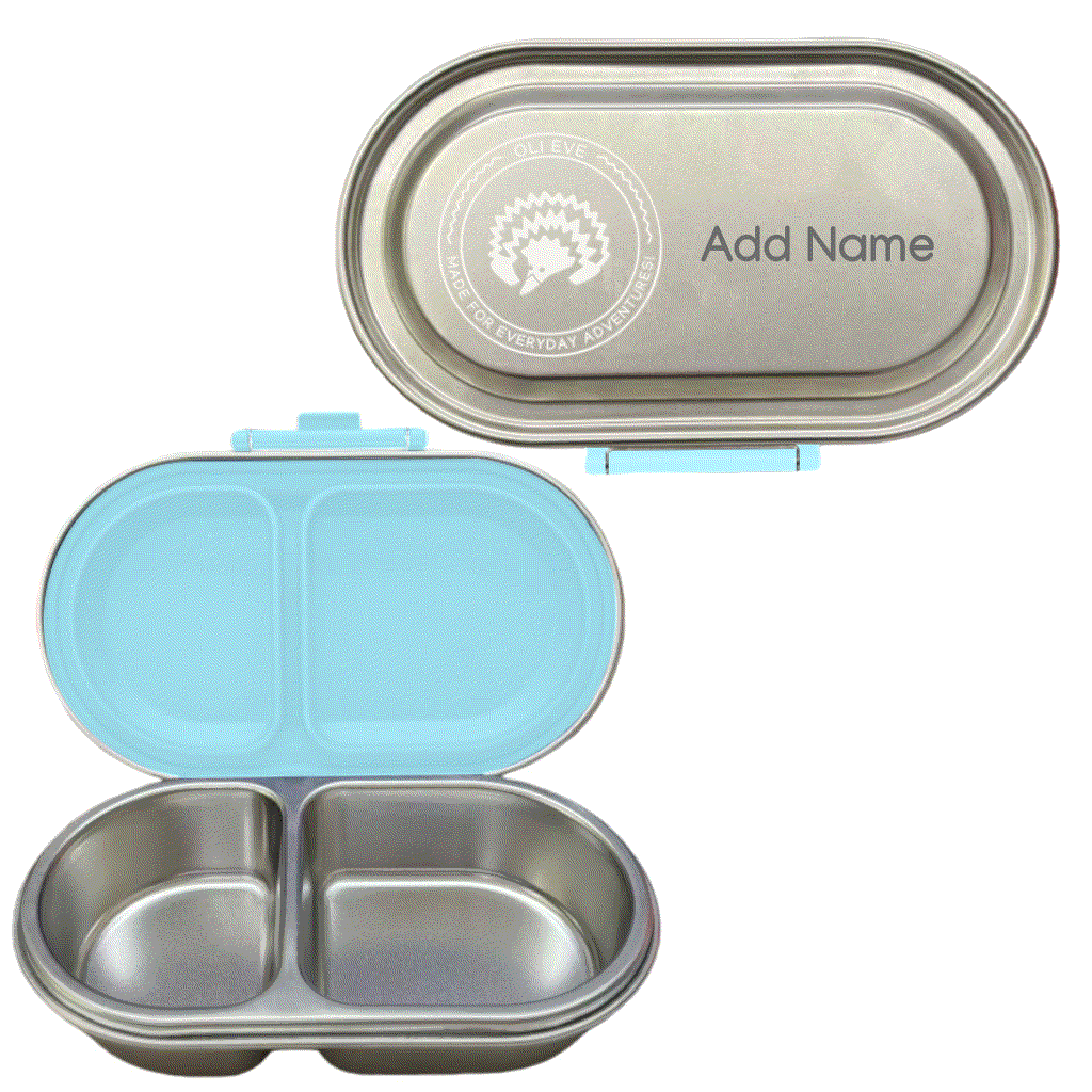 Oli Eve Bento 5 and Bento Go stainless steel lunchbox bundle in Sea Spray color with five lunch compartments and snack box for school kids