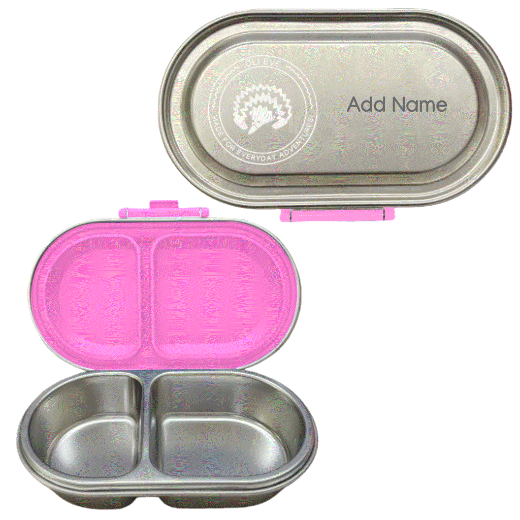 Oli Eve Bento 4 stainless steel lunchbox and Bento Go snack box bundle in pink galah color for kids school meals