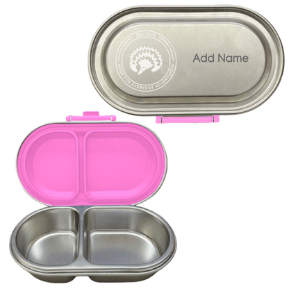 Oli Eve Bento 4 stainless steel lunchbox and Bento Go snack box bundle in pink galah color for kids school meals