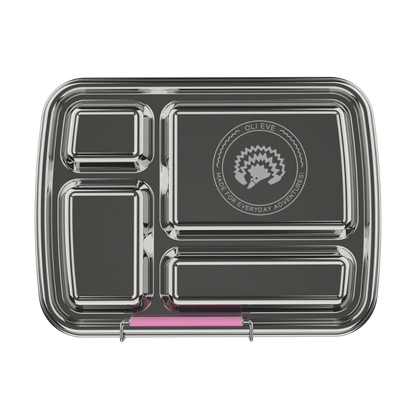 Oli Eve Stainless Steel Bento 4 kids lunchbox in Pink Galah with four compartments and laser engraving option