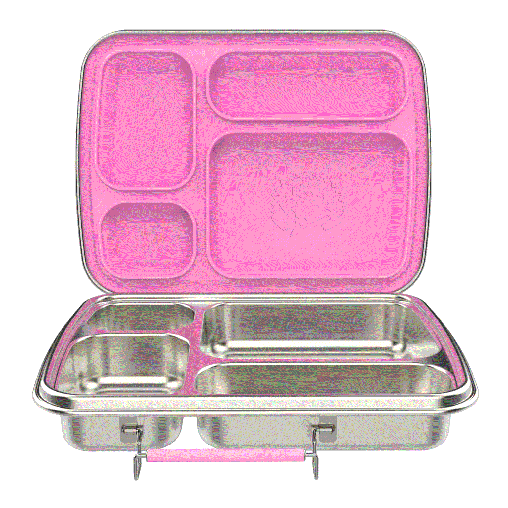 Oli Eve Stainless Steel Bento 4 lunchbox in Pink Galah with four compartments for kids