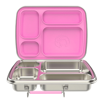 Oli Eve Stainless Steel Bento 4 lunchbox in Pink Galah with four compartments for kids
