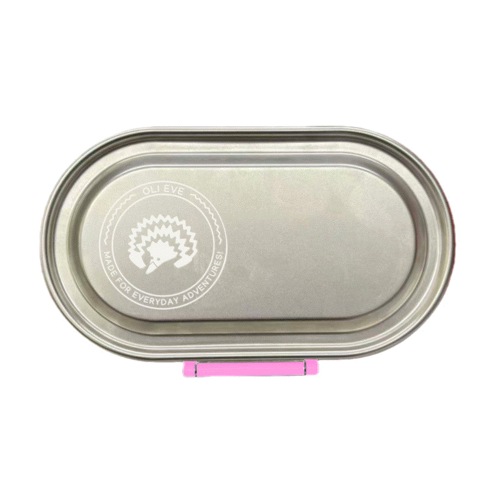 Kids stainless steel lunch box bundle with five-compartment pink bento and snack box for school lunches