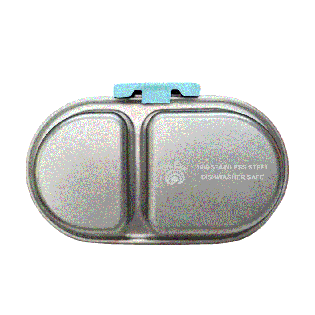 Oli Eve Bento Go stainless steel snack box in sea spray color with compartments and silicone insert