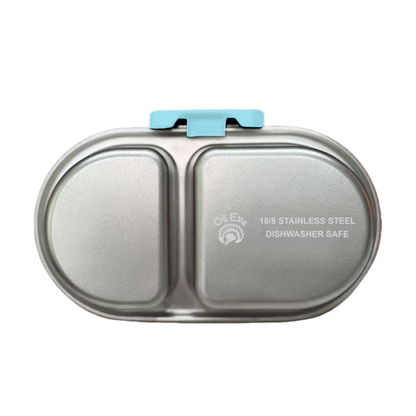 Oli Eve Bento Go stainless steel snack box in sea spray color with compartments and silicone insert