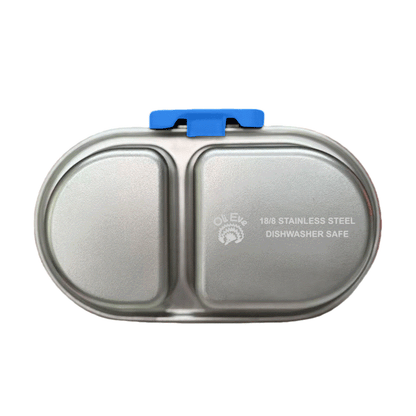 Oli Eve Bento Go stainless steel snack box in big blue with compartments and silicone insert