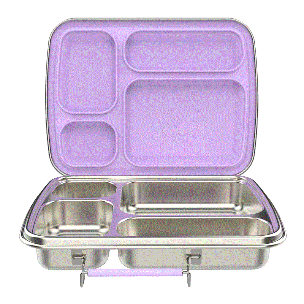 Oli Eve Bento 4 stainless steel kids lunchbox in Jacaranda Mist purple with 4 compartments