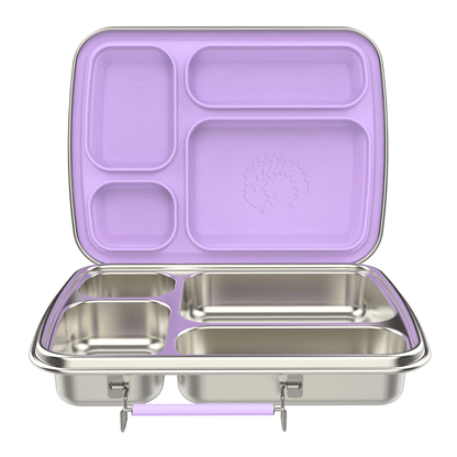 Oli Eve Bento 4 stainless steel kids lunchbox in Jacaranda Mist purple with 4 compartments