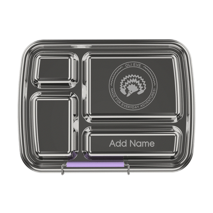 Oli Eve Bento 4 stainless steel kids lunchbox in Jacaranda Mist purple with 4 compartments