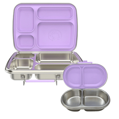 Oli Eve Bento 4 and Bento Go stainless steel lunchbox and snack box bundle in Jacaranda Mist color