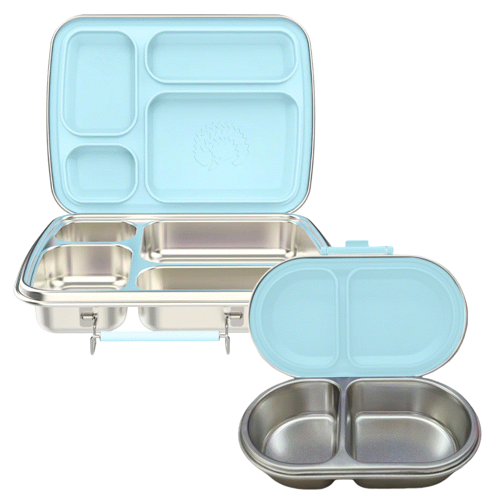 Oli Eve Bento 4 stainless steel lunchbox and Bento Go snack box bundle in sea spray color