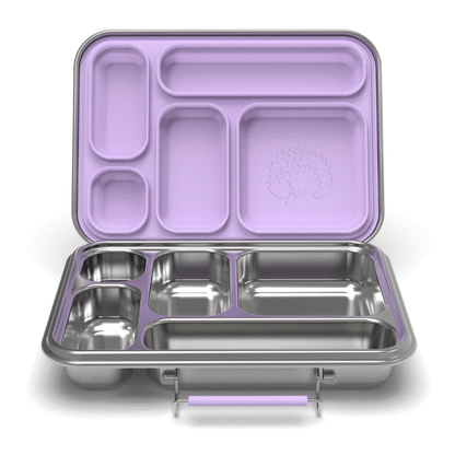 Oli Eve Stainless Steel Bento 5 lunchbox in Jacaranda Mist with five compartments and laser engraving