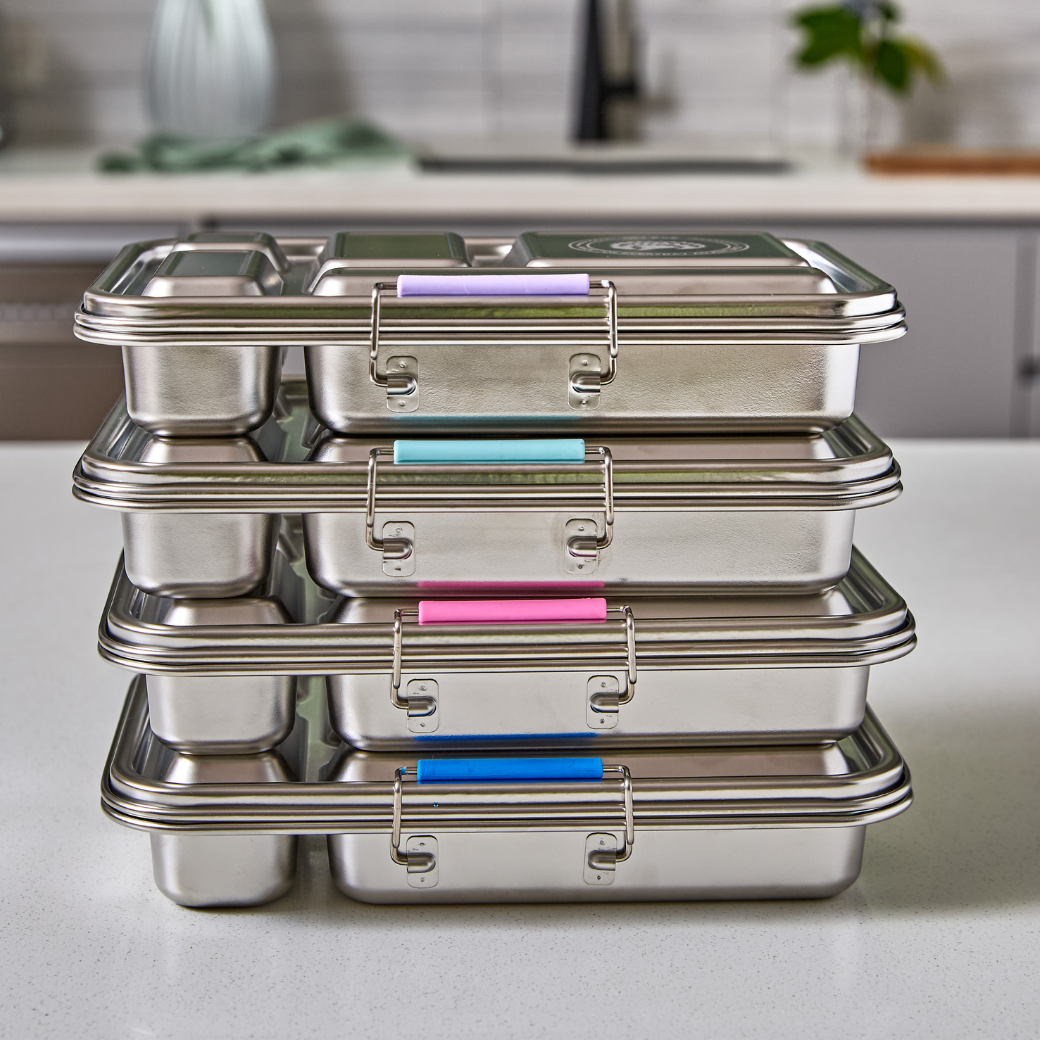 Oli Eve Bento 5 Stainless Steel kids lunchbox all colours stacked