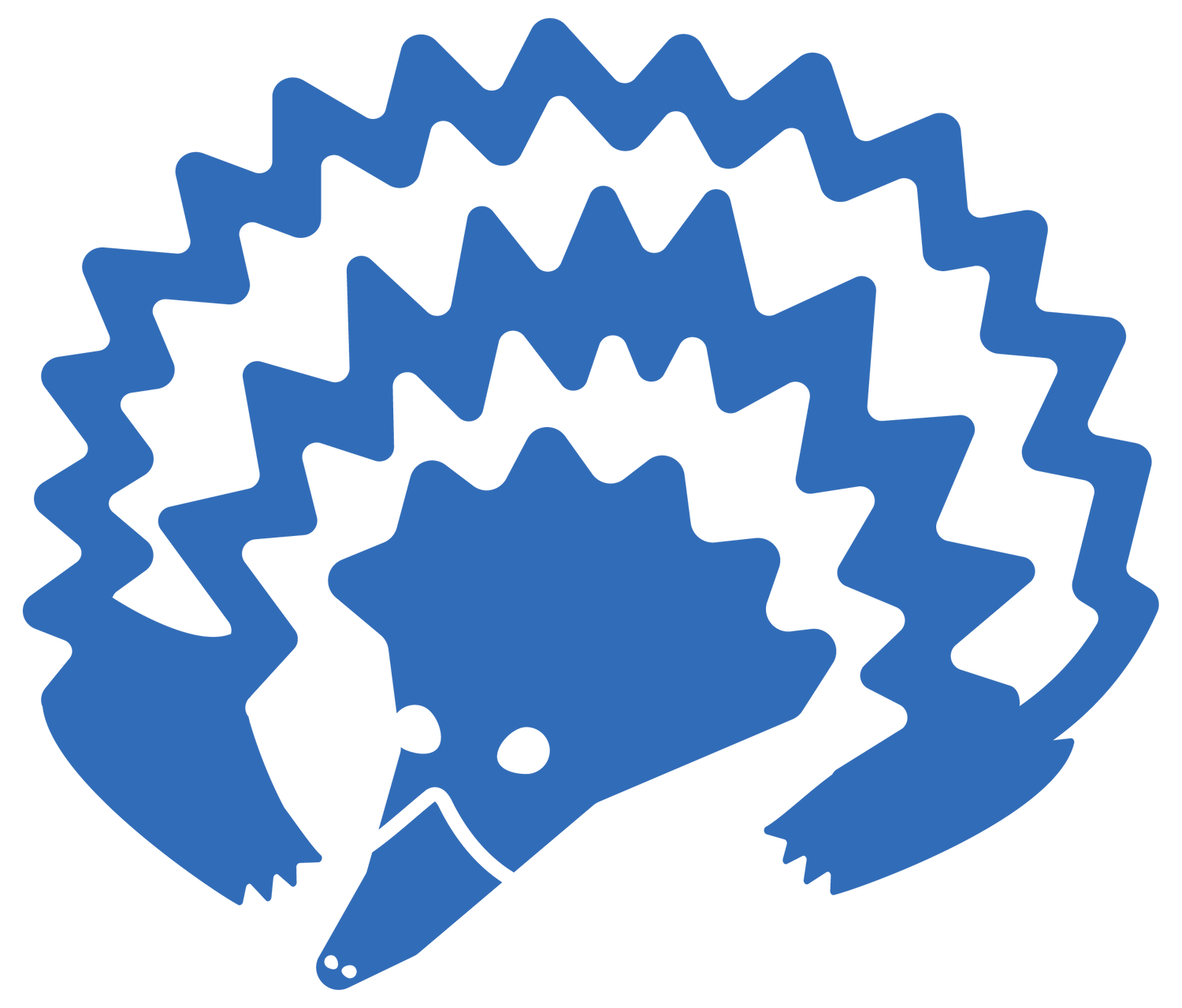 Blue hedgehog silhouette on a white background