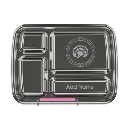 Oli Eve Stainless Steel Bento 4 kids lunchbox in Pink Galah with four compartments and laser engraving option