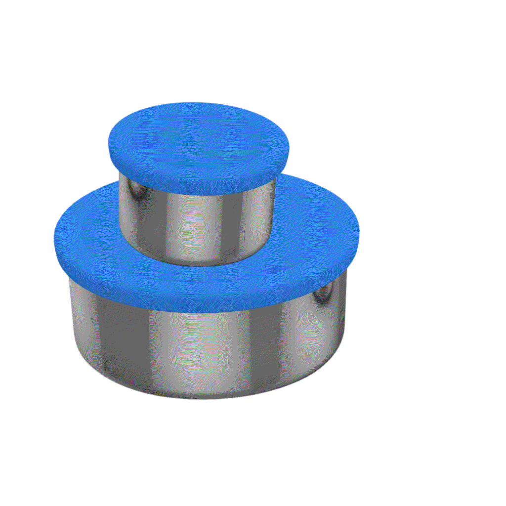 Oli Eve Stainless Steel Snack Pots in bright blue for eco-friendly lunch packing