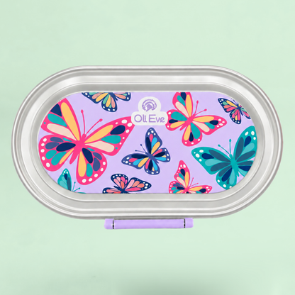 Stainless Steel Bento Go Snack Box - Jacaranda Mist - Flutterbies