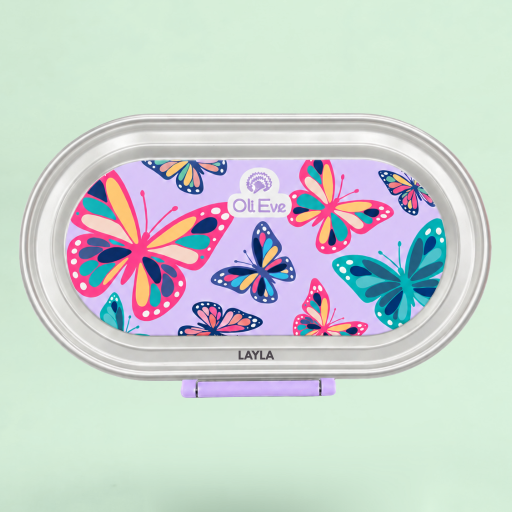 Stainless Steel Bento Go Snack Box - Jacaranda Mist - Flutterbies