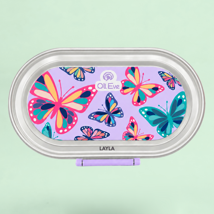 Stainless Steel Bento Go Snack Box - Jacaranda Mist - Flutterbies