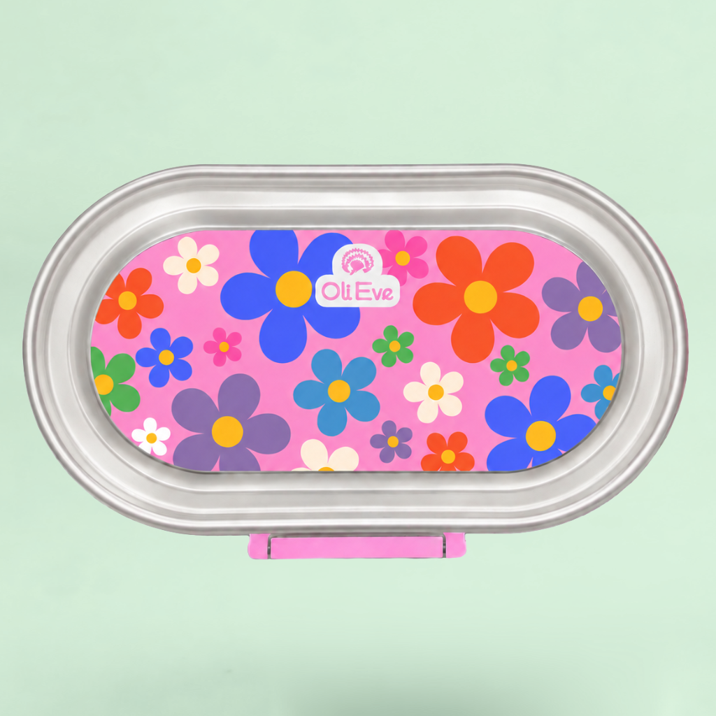 Stainless Steel Bento Go Snack Box - Lilly Pilly Pink - Flower Power