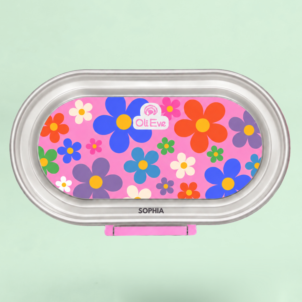 Stainless Steel Bento Go Snack Box - Lilly Pilly Pink - Flower Power