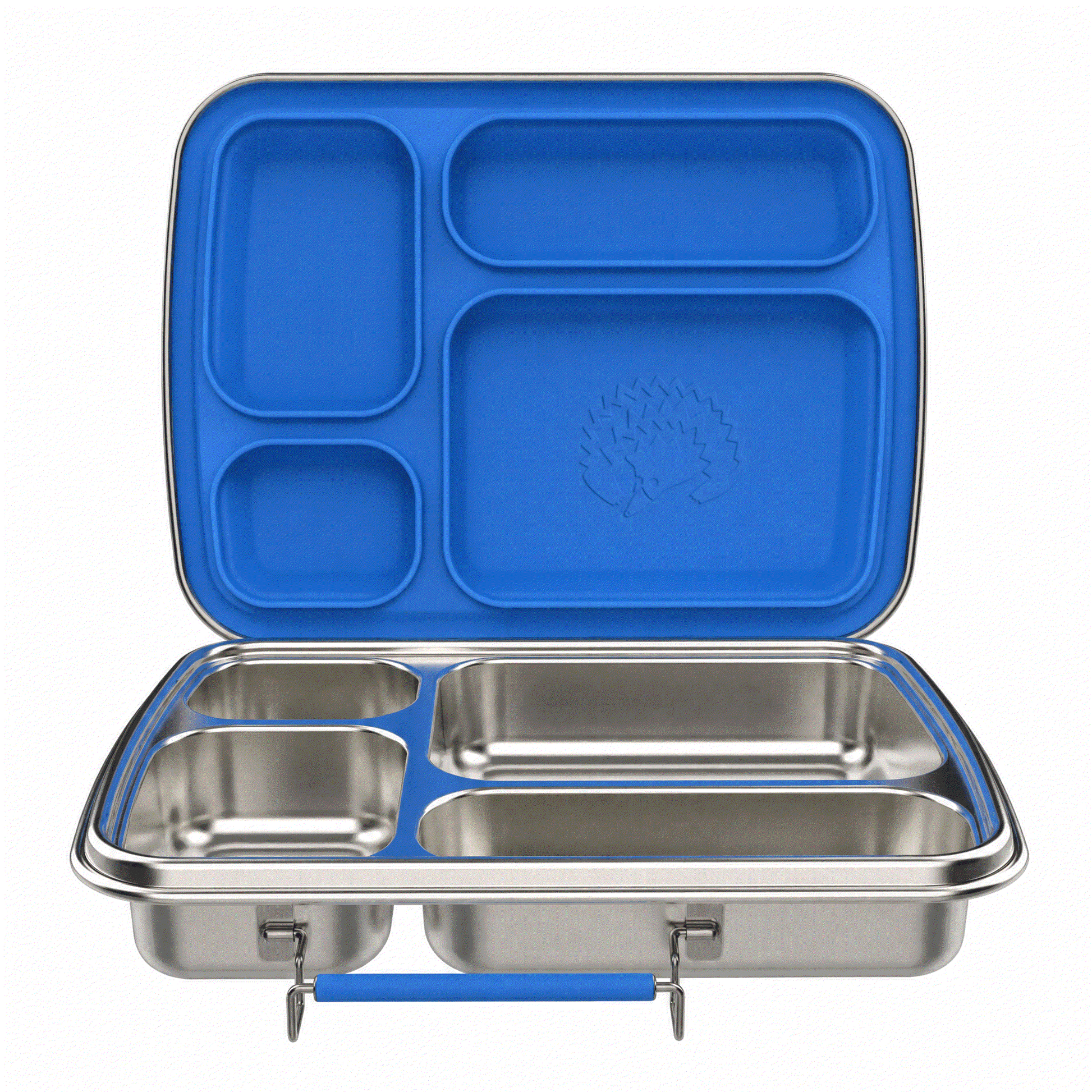 Oli Eve Big Blue stainless steel lunchbox with four compartments and personalized engraving option