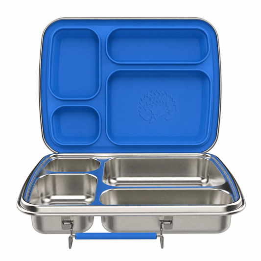 Oli Eve Big Blue stainless steel lunchbox with four compartments and personalized engraving option
