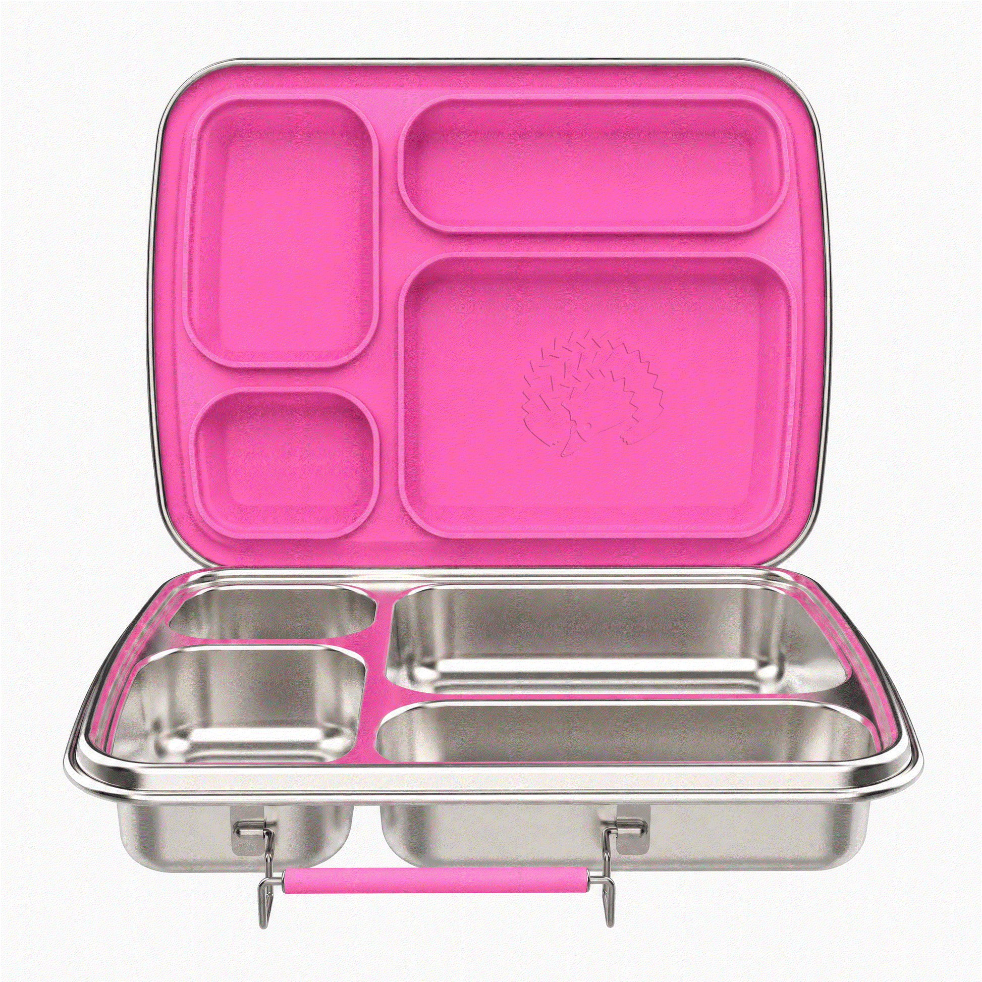 Oli Eve Stainless Steel Bento 4 lunchbox in Pink Galah with four compartments and laser engraving option
