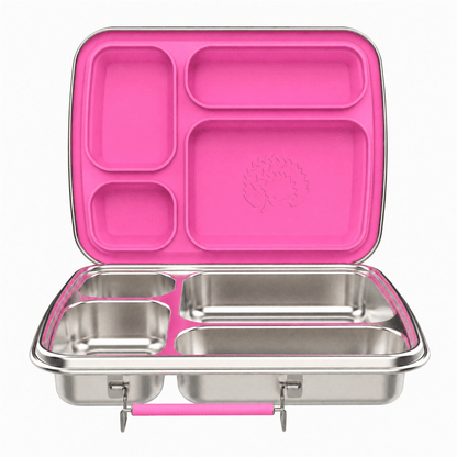 Oli Eve Stainless Steel Bento 4 lunchbox in Pink Galah with four compartments and laser engraving option
