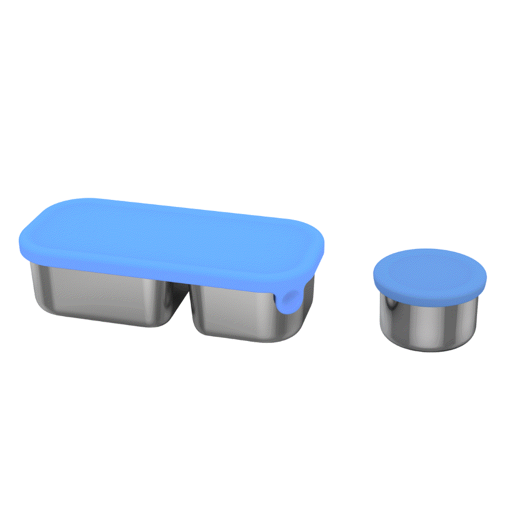 Oli Eve Stainless Steel Snack Container Big Blue with silicone lid, eco-friendly and durable for snacks