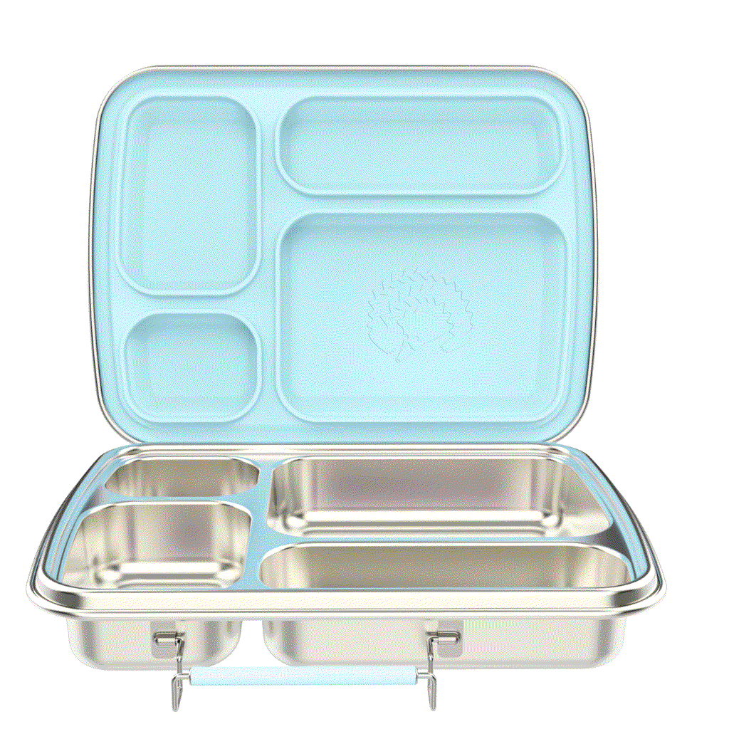 Oli Eve Stainless Steel Bento 4 Lunchbox in Sea Spray with four compartments for kids' meals