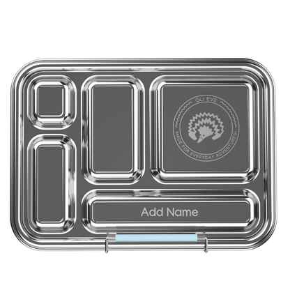 Oli Eve Bento 5 and Bento Go stainless steel lunchbox bundle in Sea Spray with five compartments and snack box for school meals