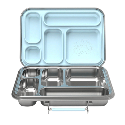 Oli Eve Stainless Steel Bento 5 Kids Lunchbox in Sea Spray with five compartments and silicone inserts
