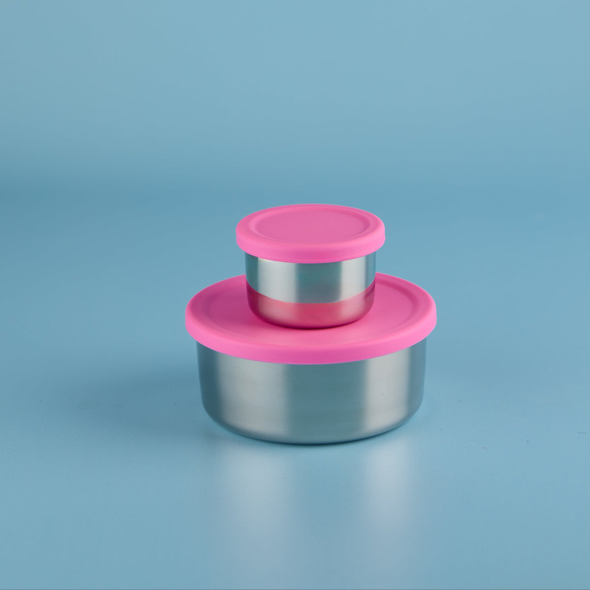 Pink galah stainless steel snack pots for kids lunchboxes